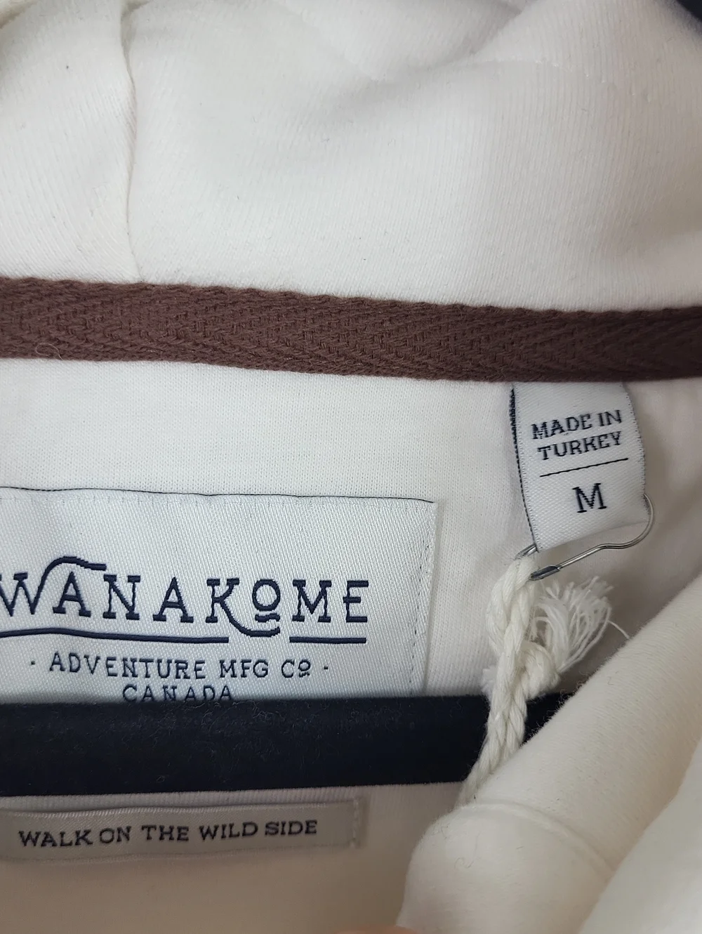 Wanakome Cream Funnel Neck Pullover with Button Placket. Size M